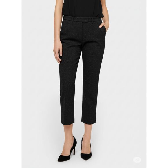 Sandro Black Wool Tweed Pants Women's 38/US 6 Mid Rise Ankle Length Trousers - Picture 1 of 15